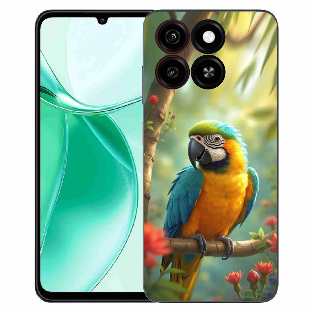 Gelový kryt mmCase na ZTE Blade A35 - papoušek ara modrožlutá