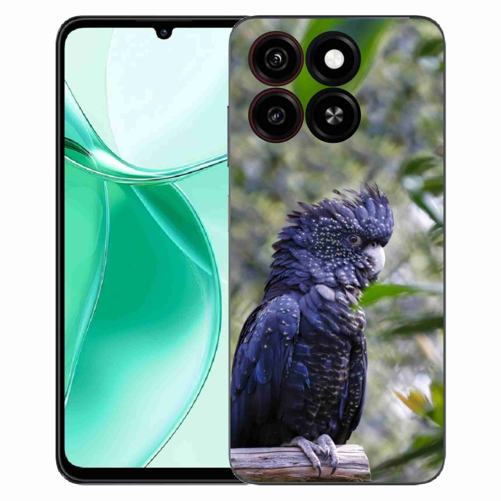 Gelový kryt mmCase na ZTE Blade A35 - papoušek kakadu černý