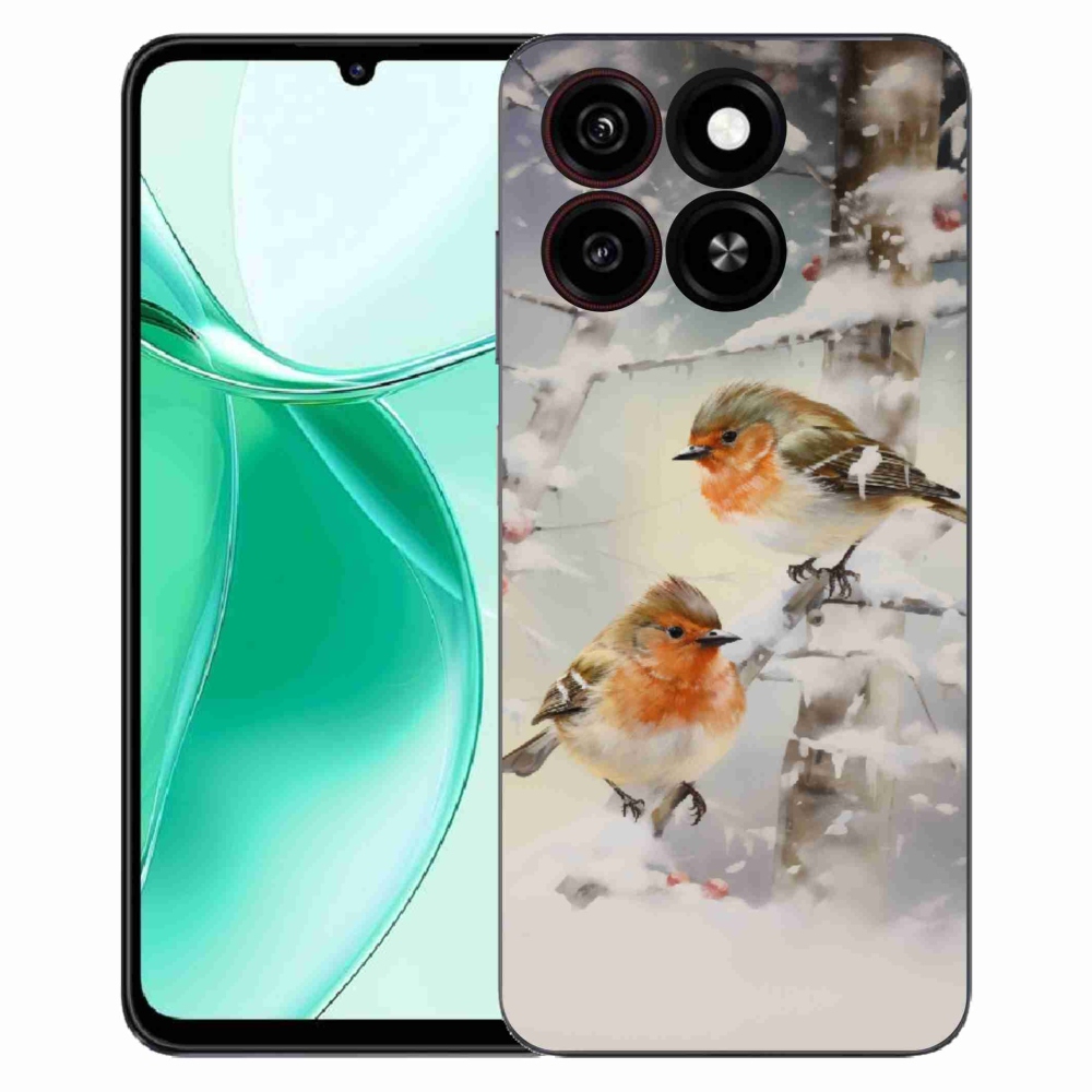 Gelový kryt mmCase na ZTE Blade A35 - ptáčci v zimě