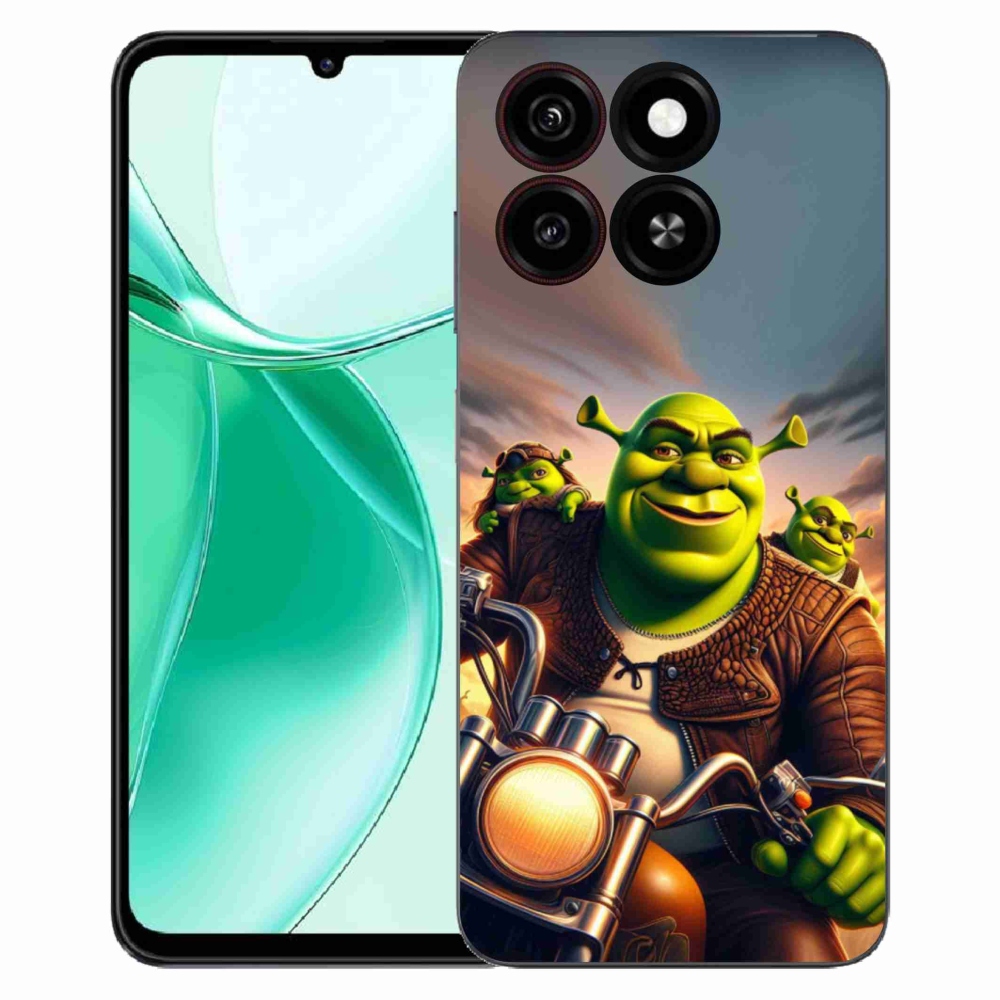 Gelový kryt mmCase na ZTE Blade A35 - shrek na motorce