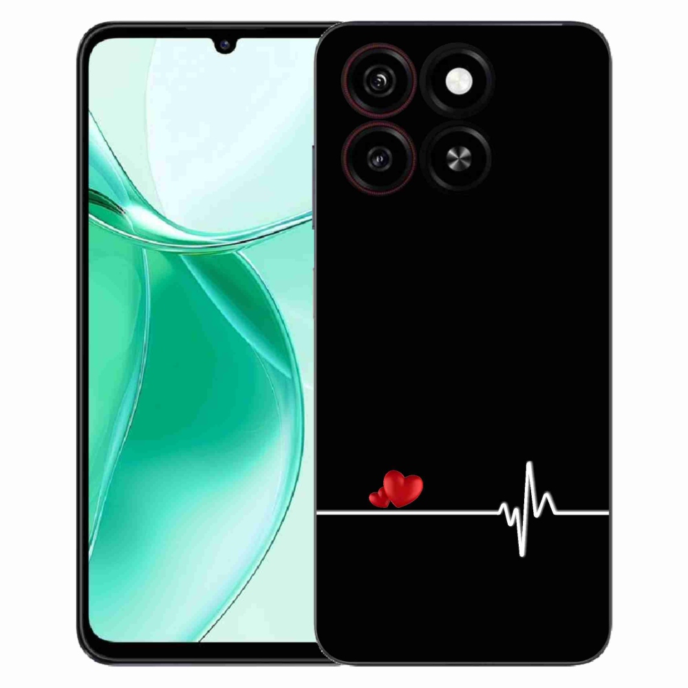 Gelový kryt mmCase na ZTE Blade A35 - srdce a tep černé pozadí