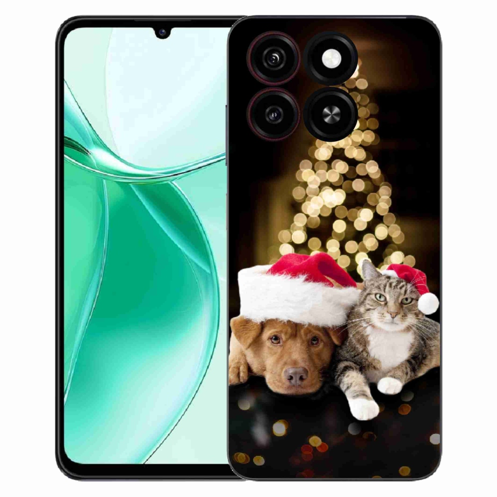 Gelový kryt mmCase na ZTE Blade A35 - vánoční pes a kočka