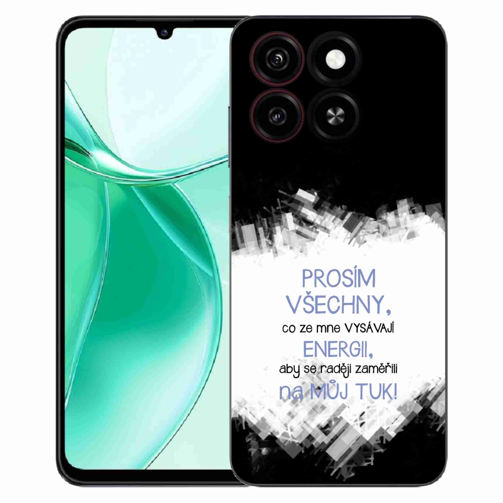 Gelový kryt mmCase na ZTE Blade A35 - vtipný text 1 modrý