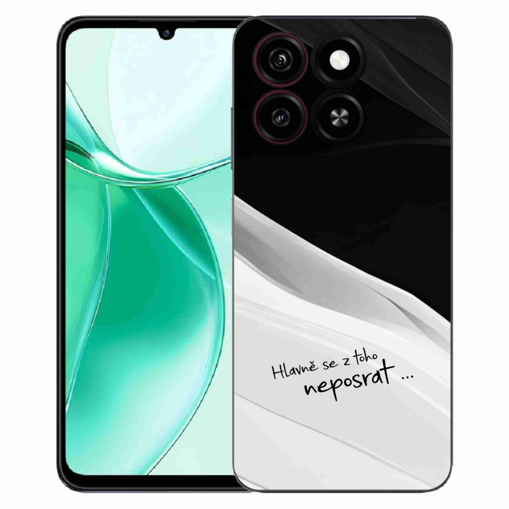 Gelový kryt mmCase na ZTE Blade A35 - vtipný text 13 bíločerné pozadí