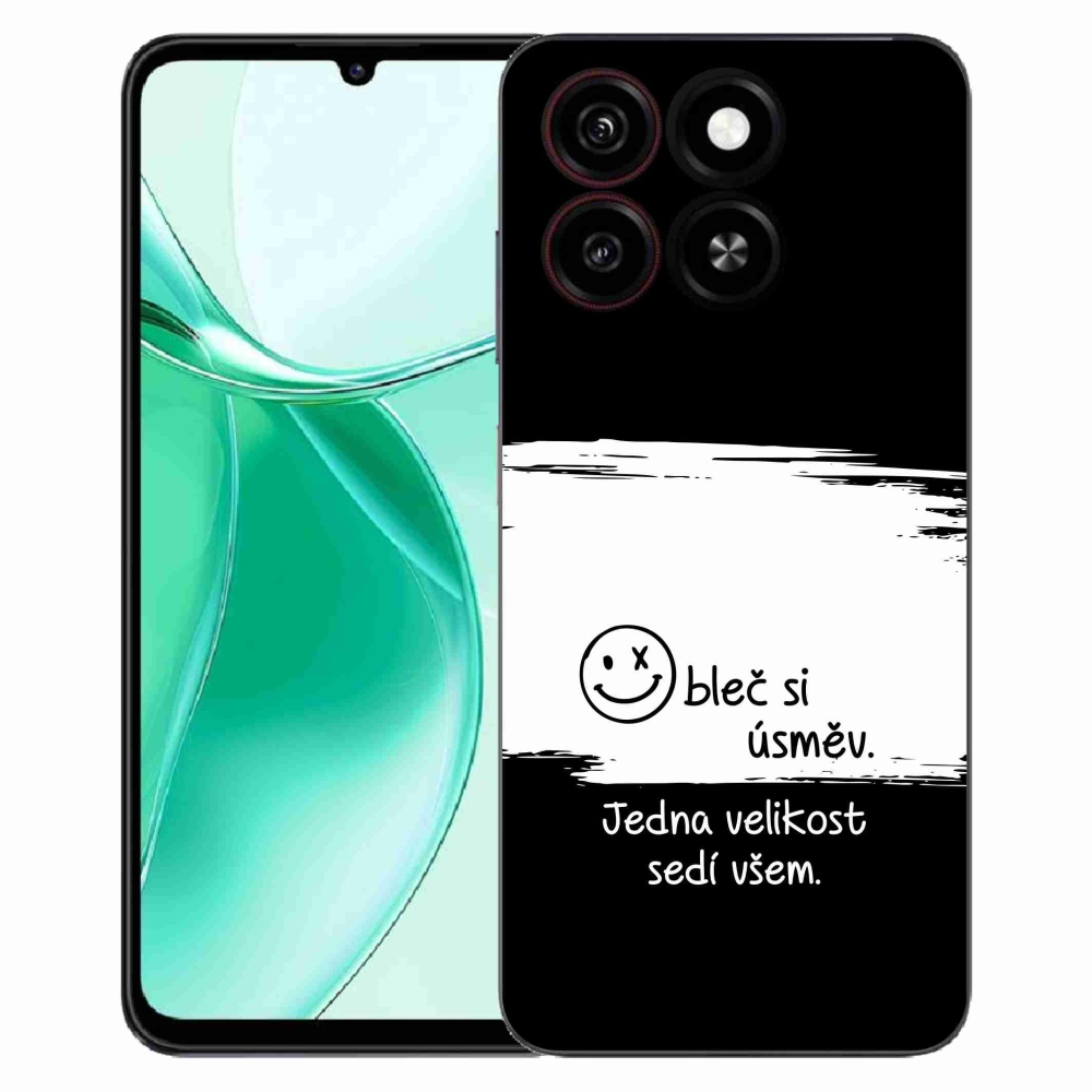 Gelový kryt mmCase na ZTE Blade A35 - vtipný text 8 bíločerné pozadí