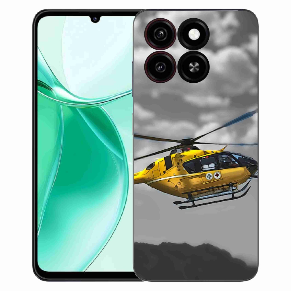 Gelový kryt mmCase na ZTE Blade A35 - žlutá helikoptéra