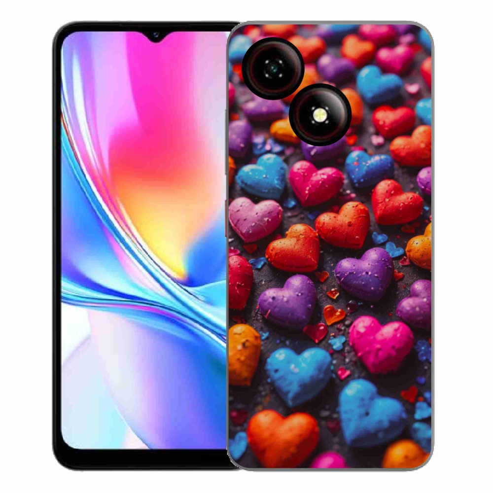 Gelový kryt mmCase na ZTE Blade A35E - barevná srdce