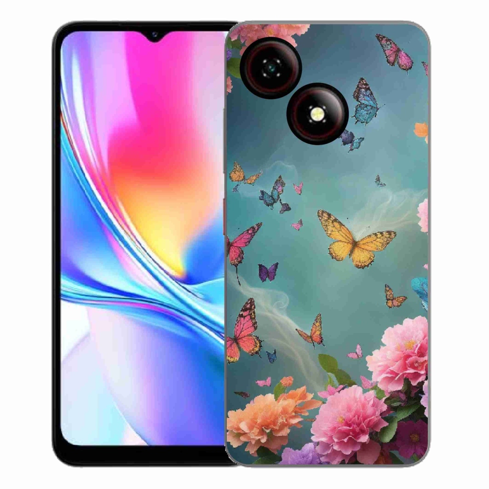 Gelový kryt mmCase na ZTE Blade A35E - barevné květy a motýli