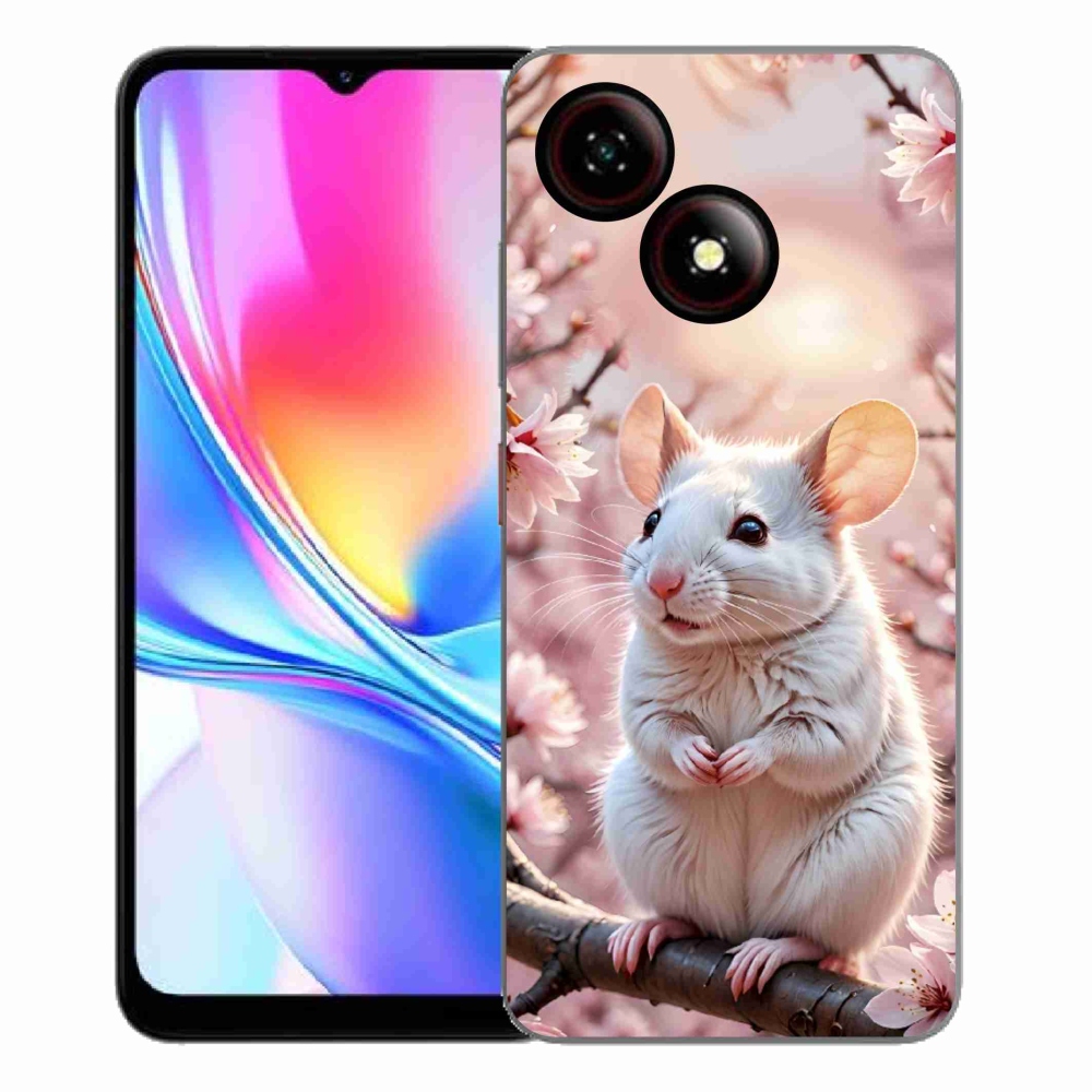 Gelový kryt mmCase na ZTE Blade A35E - bílá myš na větvi