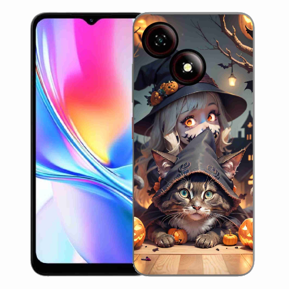 Gelový kryt mmCase na ZTE Blade A35E - čarodějnice s kočkou