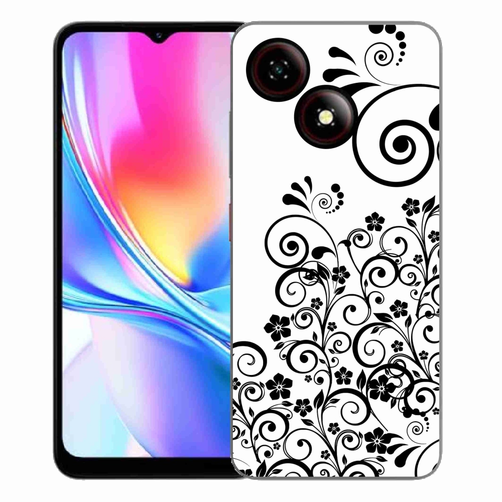 Gelový kryt mmCase na ZTE Blade A35E - černobílé květinové vzory