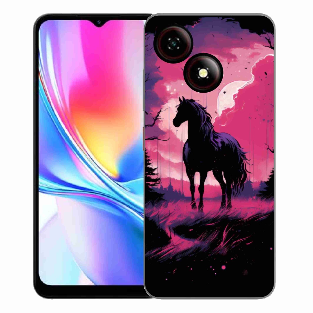 Gelový kryt mmCase na ZTE Blade A35E - černý kreslený kůň 1