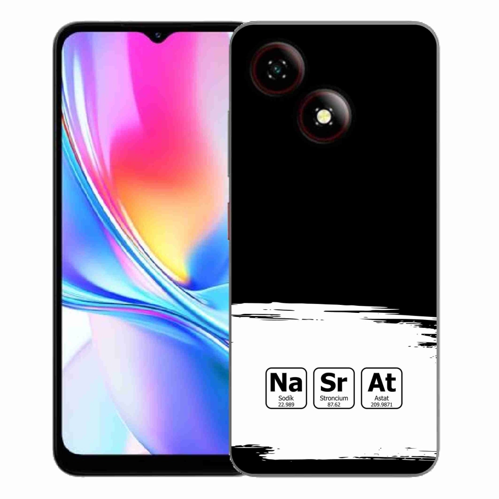 Gelový kryt mmCase na ZTE Blade A35E - chemické prvky bíločerné pozadí