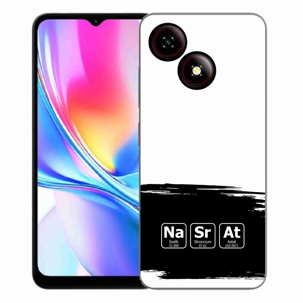Gelový kryt mmCase na ZTE Blade A35E - chemické prvky černobílé pozadí