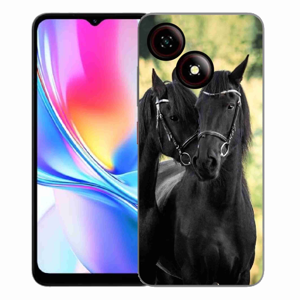 Gelový kryt mmCase na ZTE Blade A35E - dva černí koně