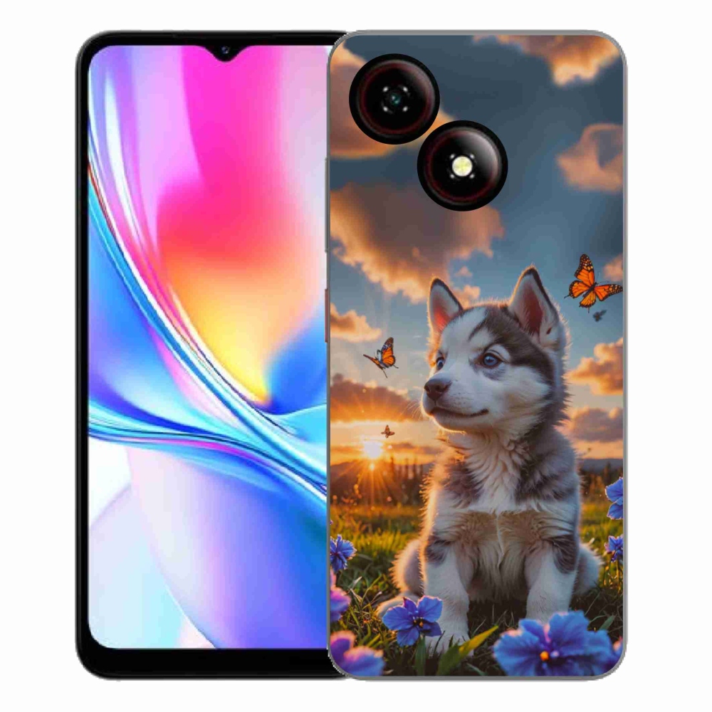 Gelový kryt mmCase na ZTE Blade A35E - husky při západu slunce