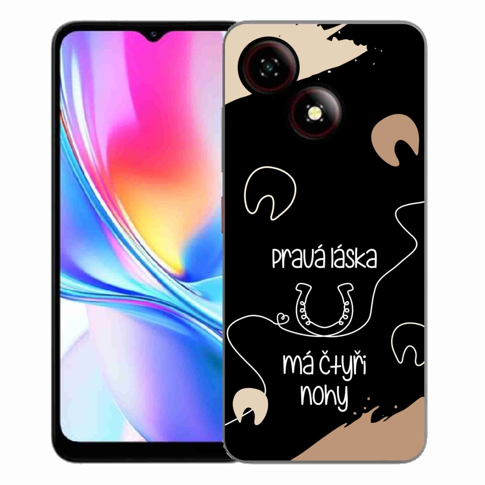 Gelový kryt mmCase na ZTE Blade A35E - koňský motiv černé pozadí