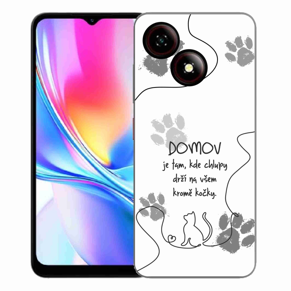 Gelový kryt mmCase na ZTE Blade A35E - kočičí motiv bílé pozadí