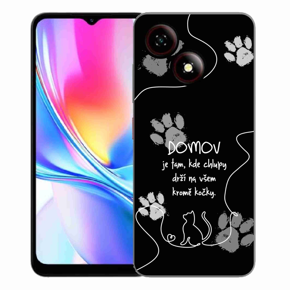 Gelový kryt mmCase na ZTE Blade A35E - kočičí motiv černé pozadí