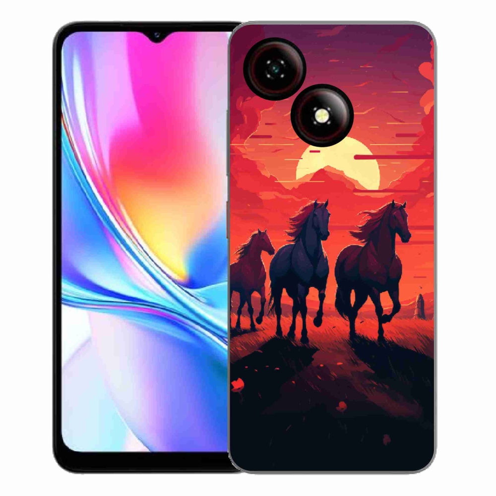 Gelový kryt mmCase na ZTE Blade A35E - koně a západ slunce