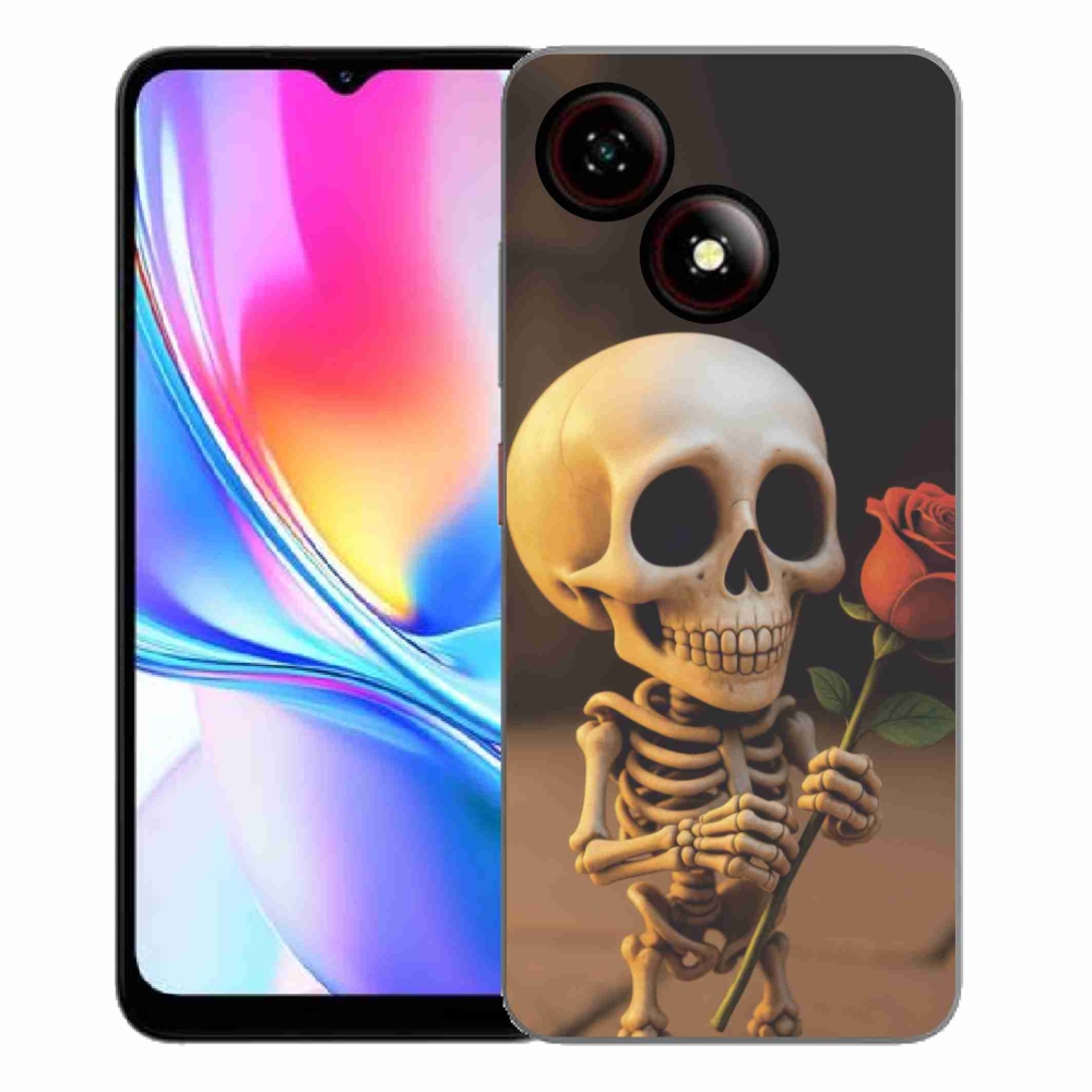 Gelový kryt mmCase na ZTE Blade A35E - kostlivec s růží