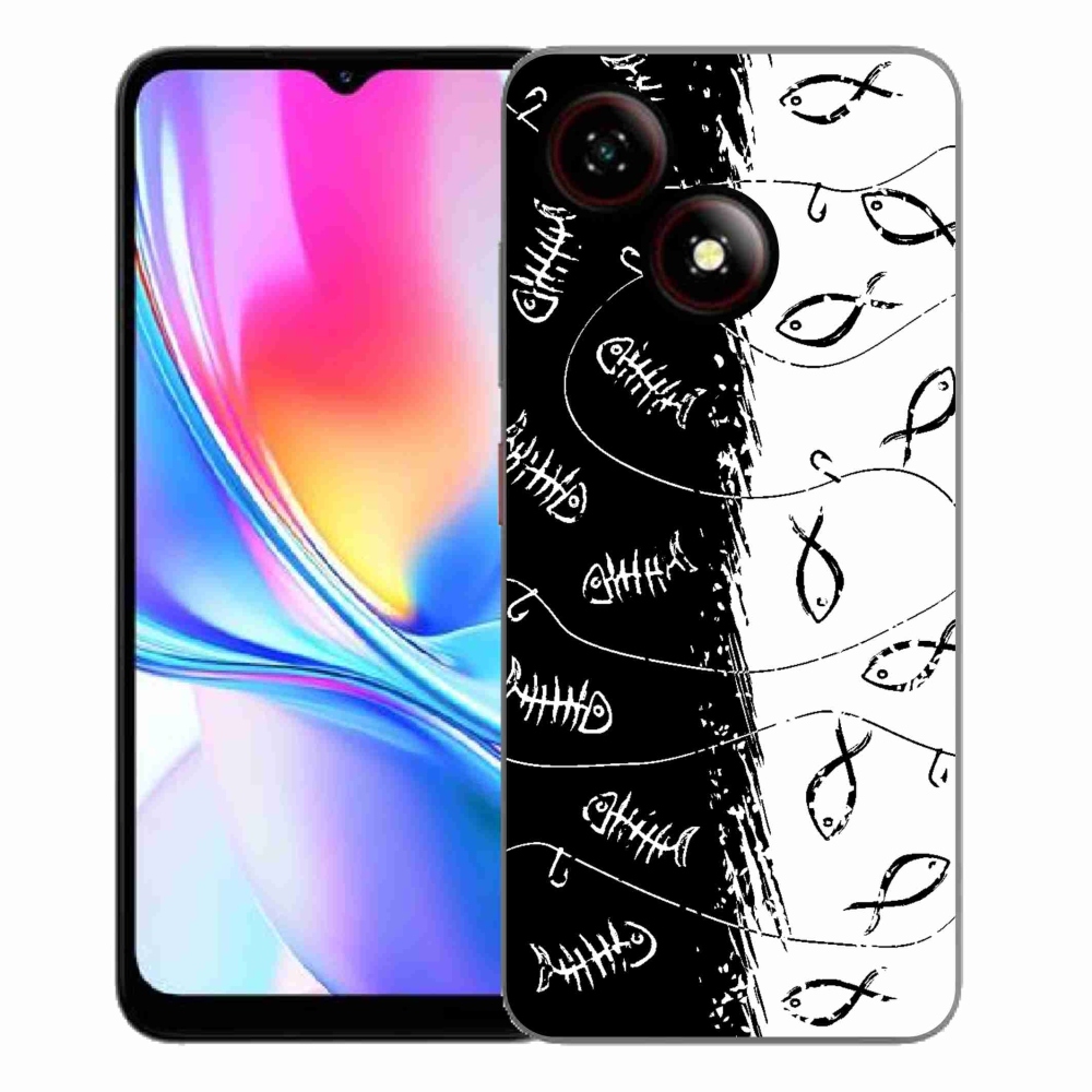 Gelový kryt mmCase na ZTE Blade A35E - kostry a rybky