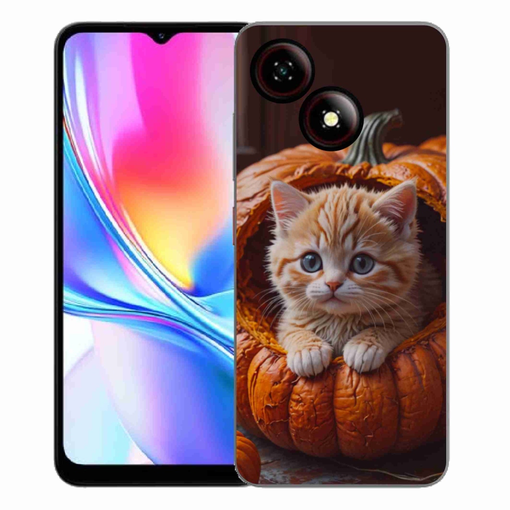 Gelový kryt mmCase na ZTE Blade A35E - kotě a dýně 2