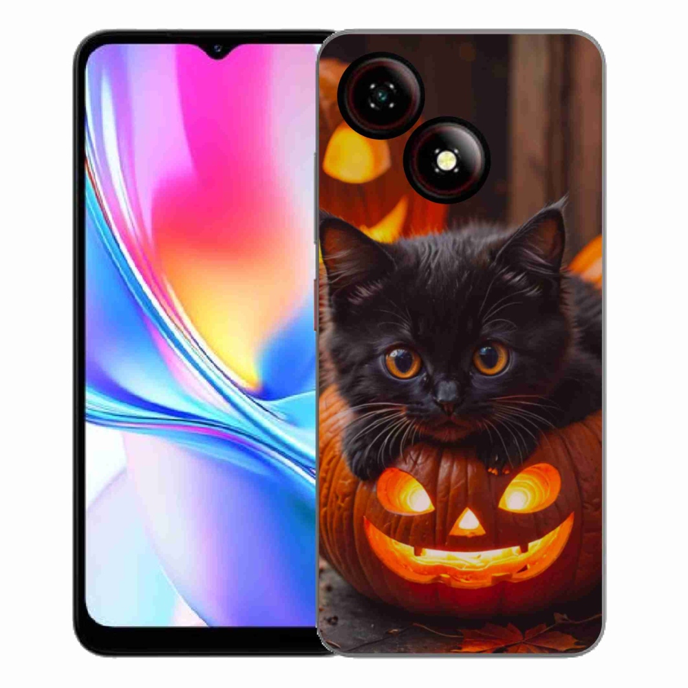 Gelový kryt mmCase na ZTE Blade A35E - kotě a dýně