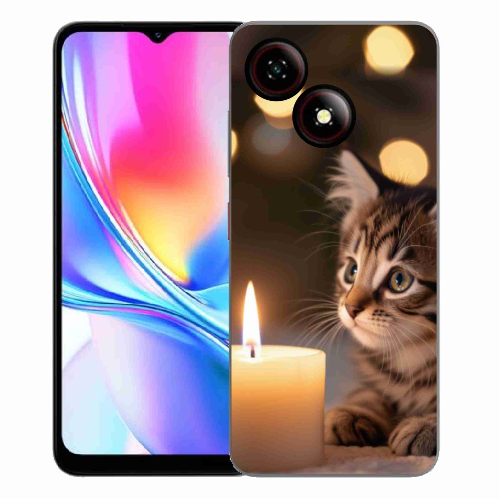 Gelový kryt mmCase na ZTE Blade A35E - kotě a svíčka