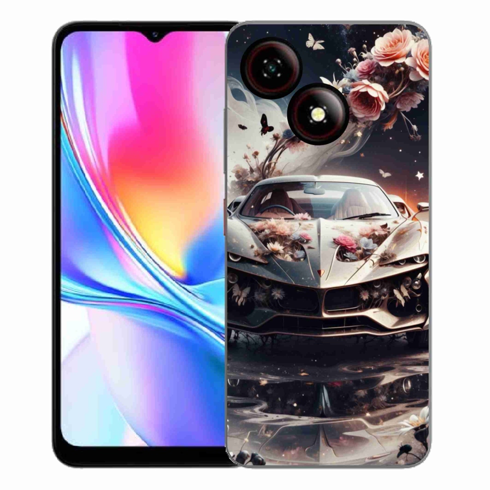 Gelový kryt mmCase na ZTE Blade A35E - květinový sportovní vůz