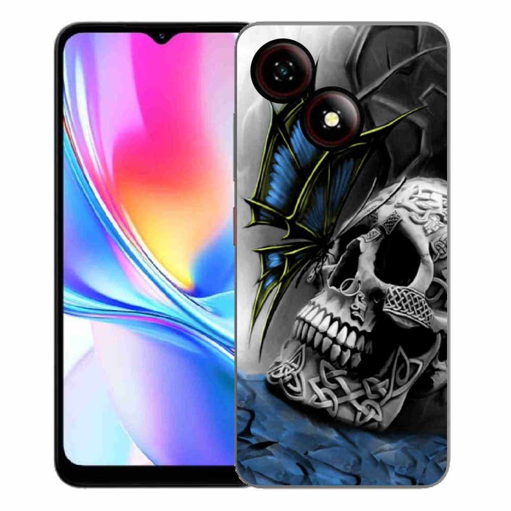 Gelový kryt mmCase na ZTE Blade A35E - motýl a lebka