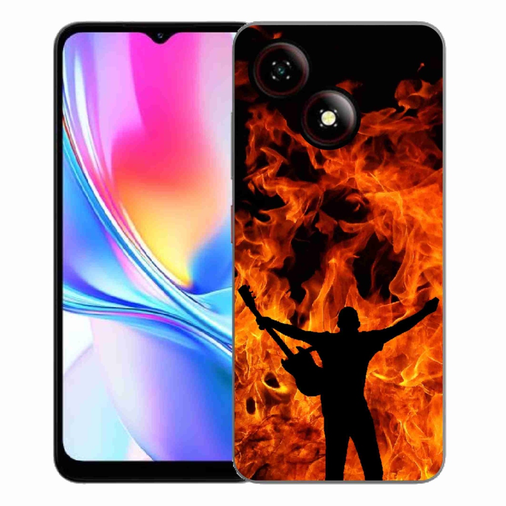 Gelový kryt mmCase na ZTE Blade A35E - muzikant a oheň