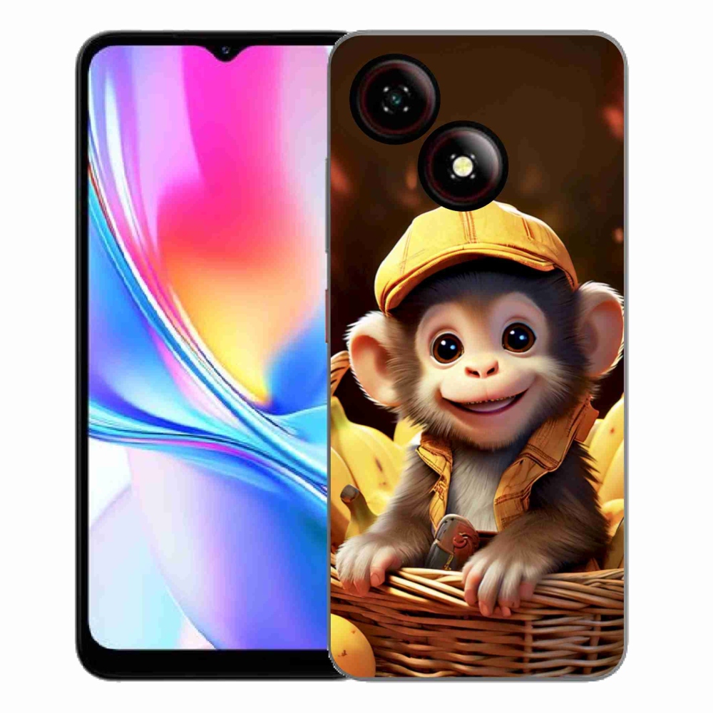 Gelový kryt mmCase na ZTE Blade A35E - opice v košíku