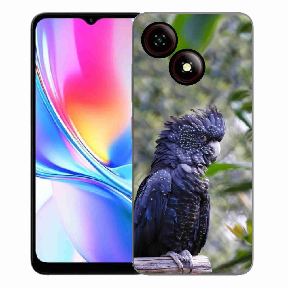 Gelový kryt mmCase na ZTE Blade A35E - papoušek kakadu černý