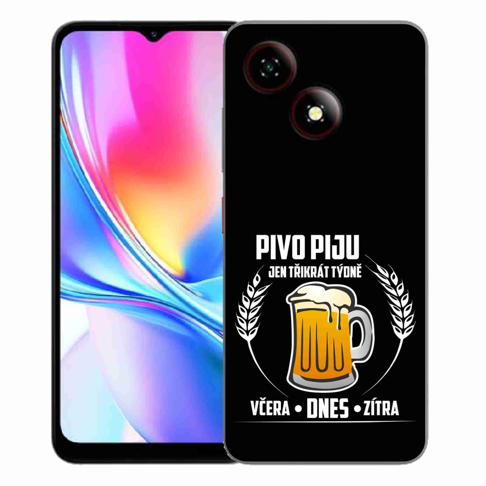Gelový kryt mmCase na ZTE Blade A35E - pivní motiv černé pozadí