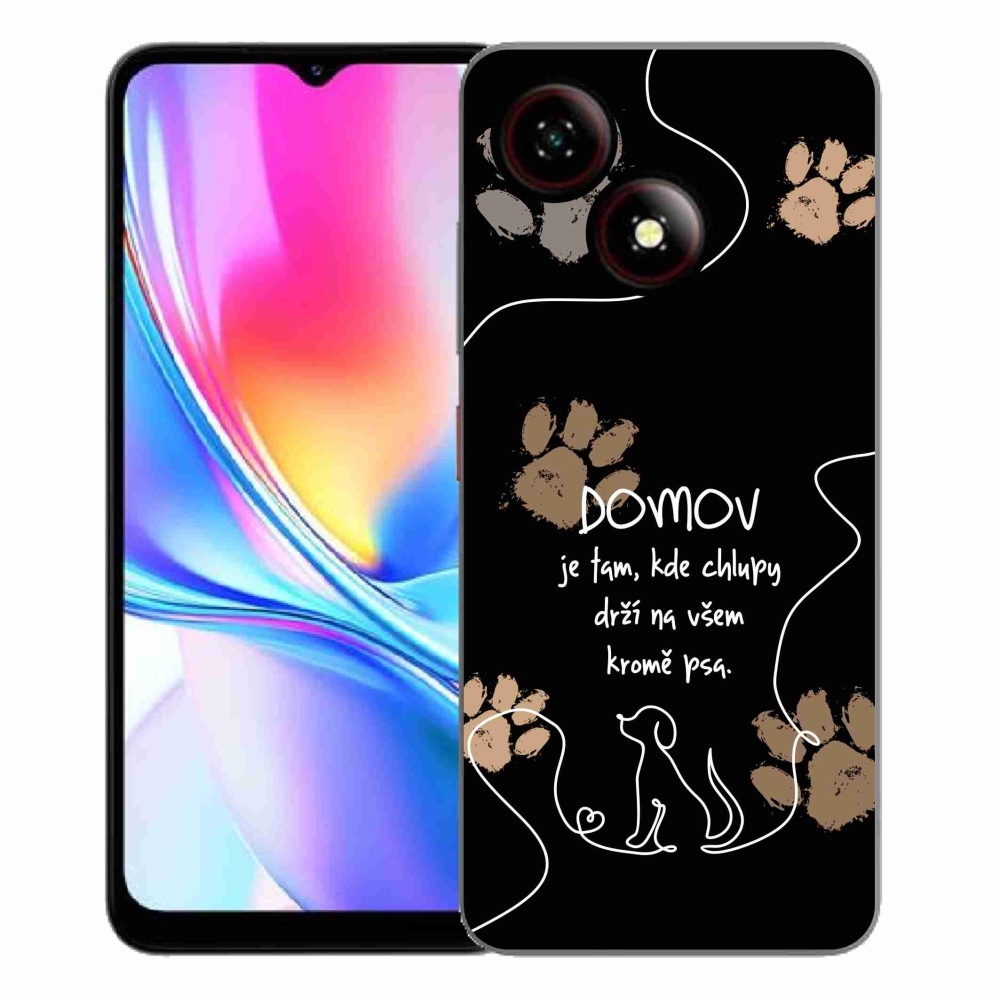 Gelový kryt mmCase na ZTE Blade A35E - psí motiv černé pozadí