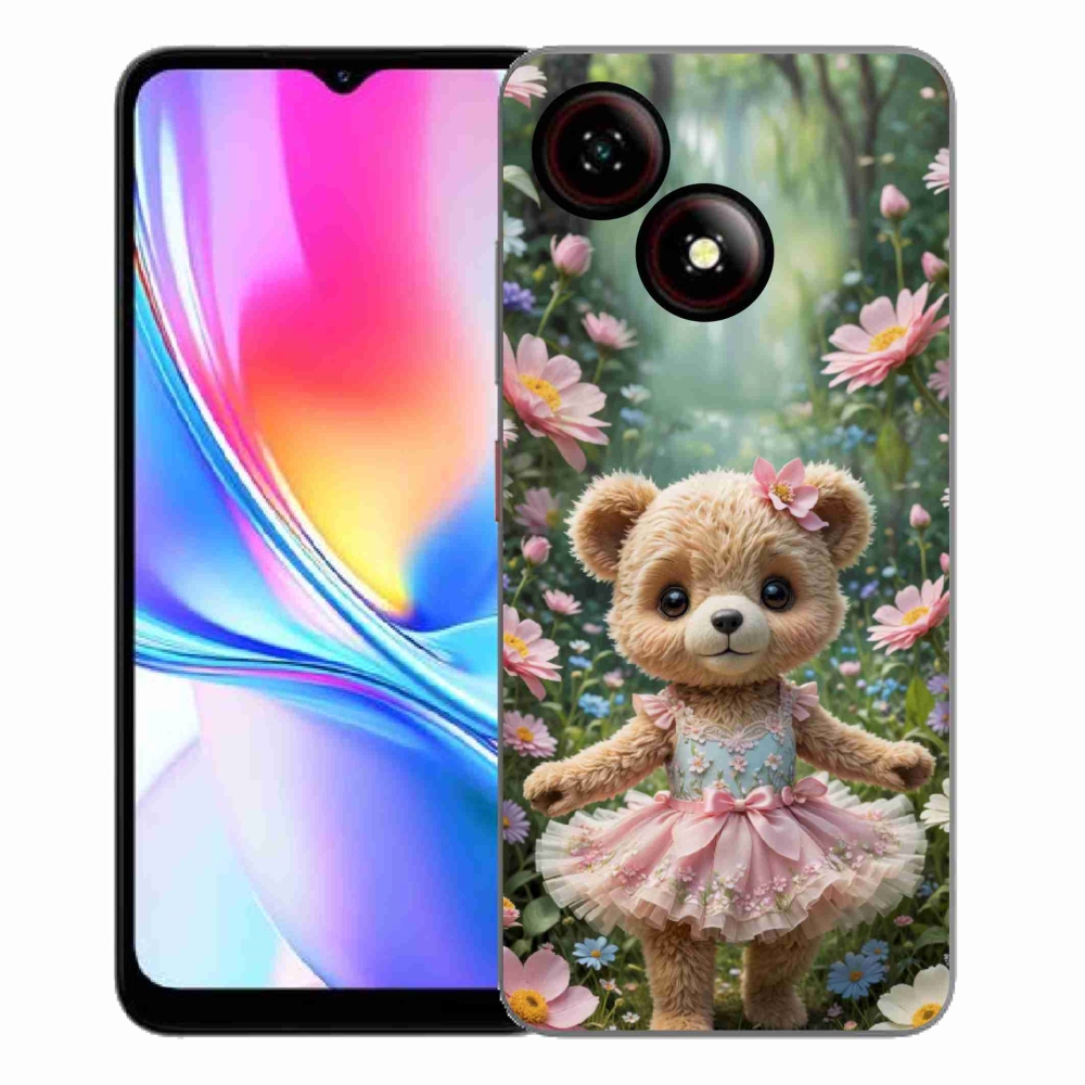 Gelový kryt mmCase na ZTE Blade A35E - roztomilý medvídek v květinách