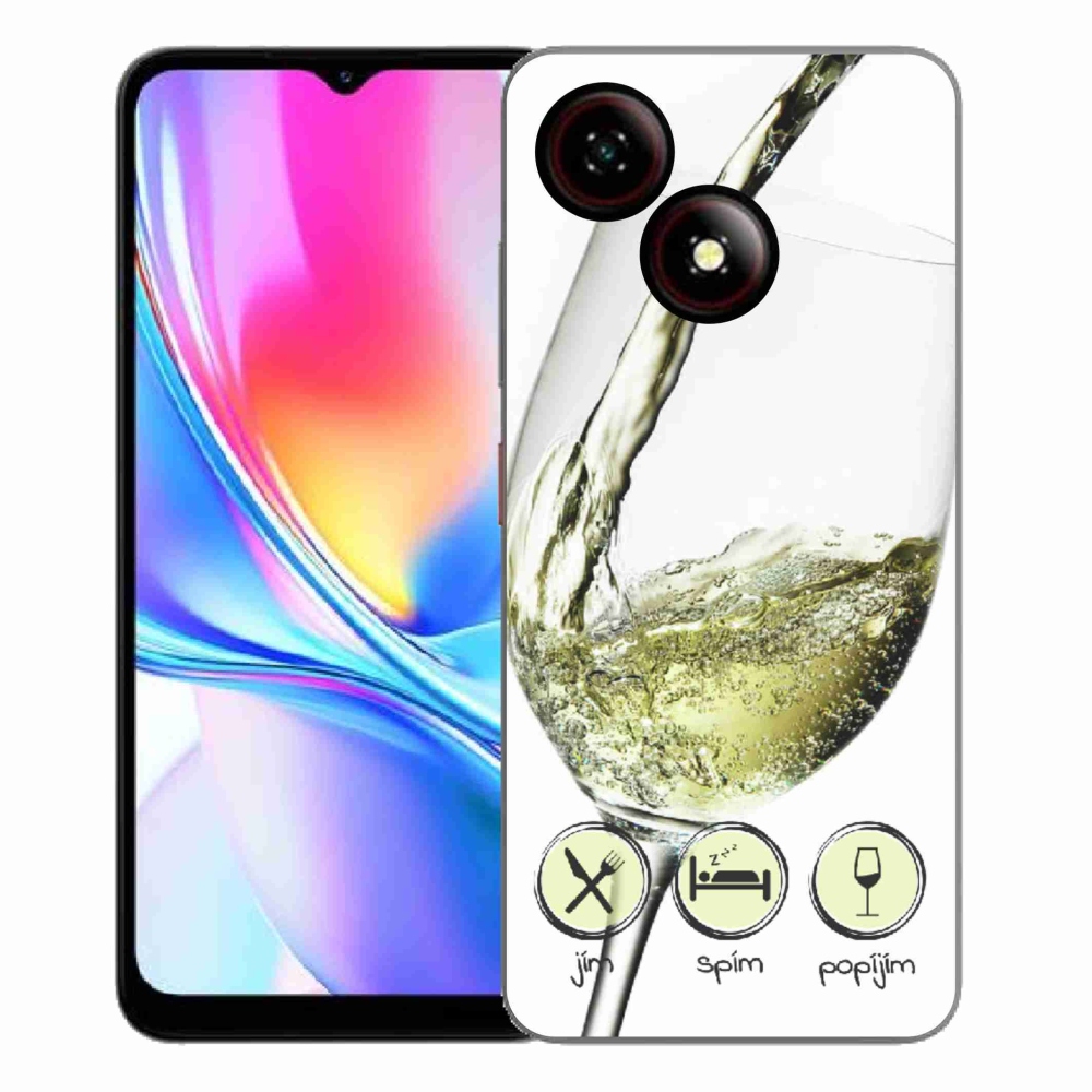 Gelový kryt mmCase na ZTE Blade A35E - sklenička vína bílé