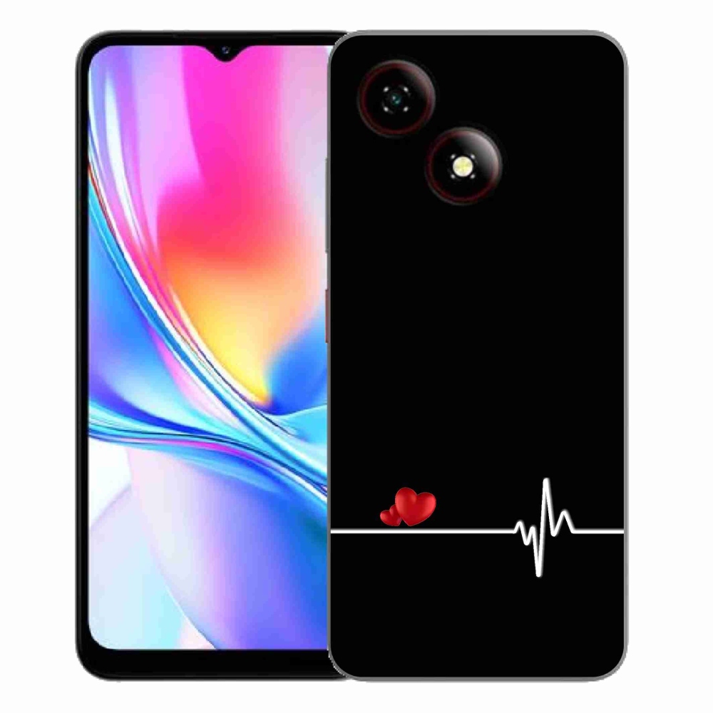 Gelový kryt mmCase na ZTE Blade A35E - srdce a tep černé pozadí