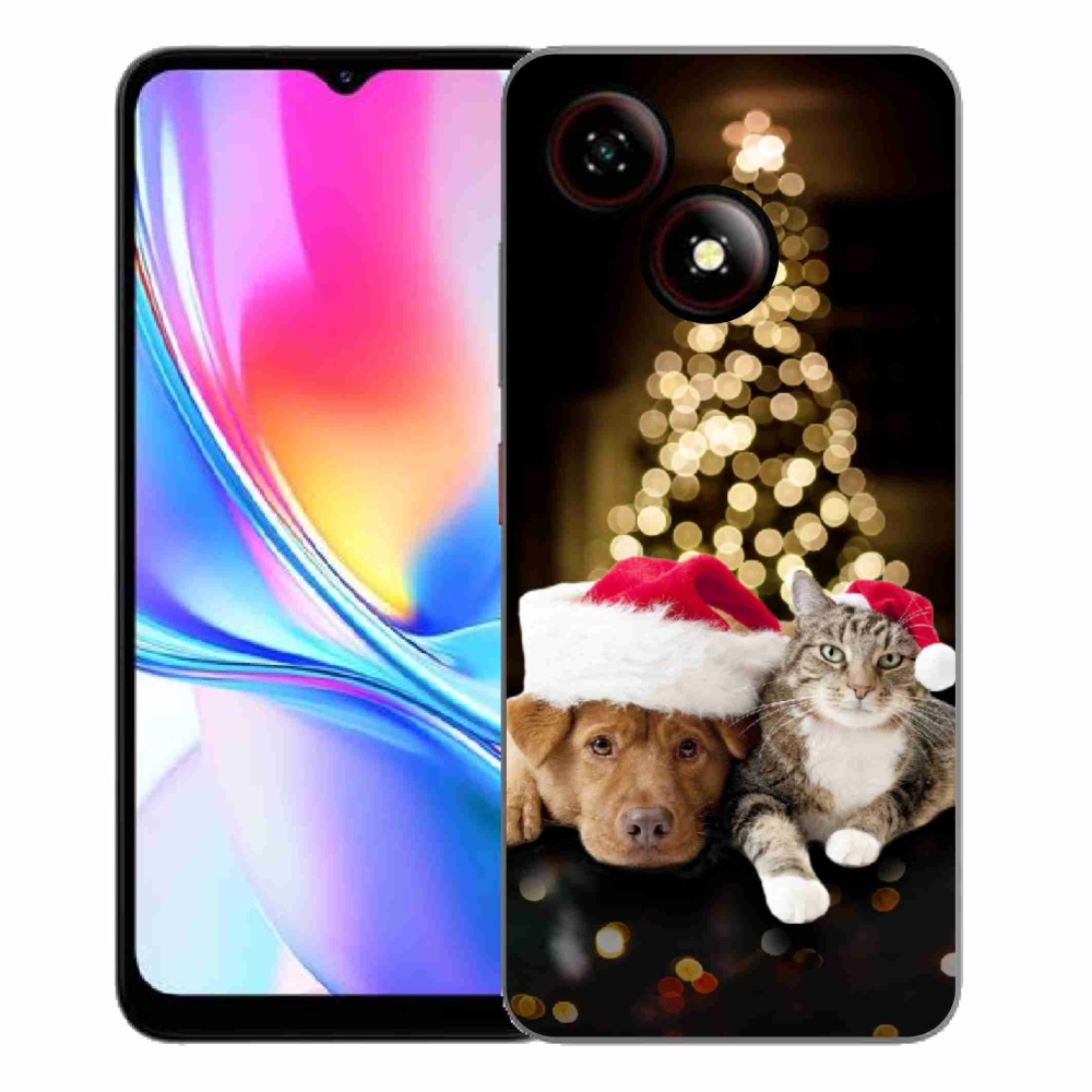 Gelový kryt mmCase na ZTE Blade A35E - vánoční pes a kočka