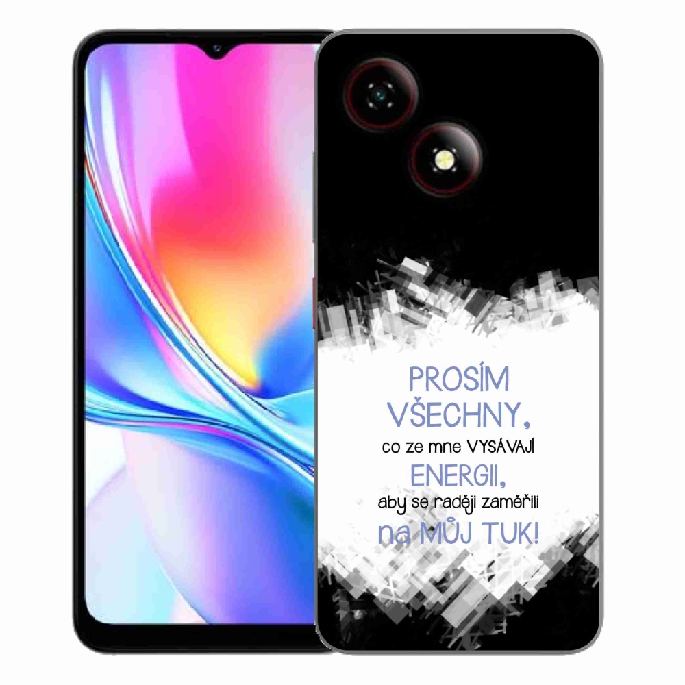 Gelový kryt mmCase na ZTE Blade A35E - vtipný text 1 modrý