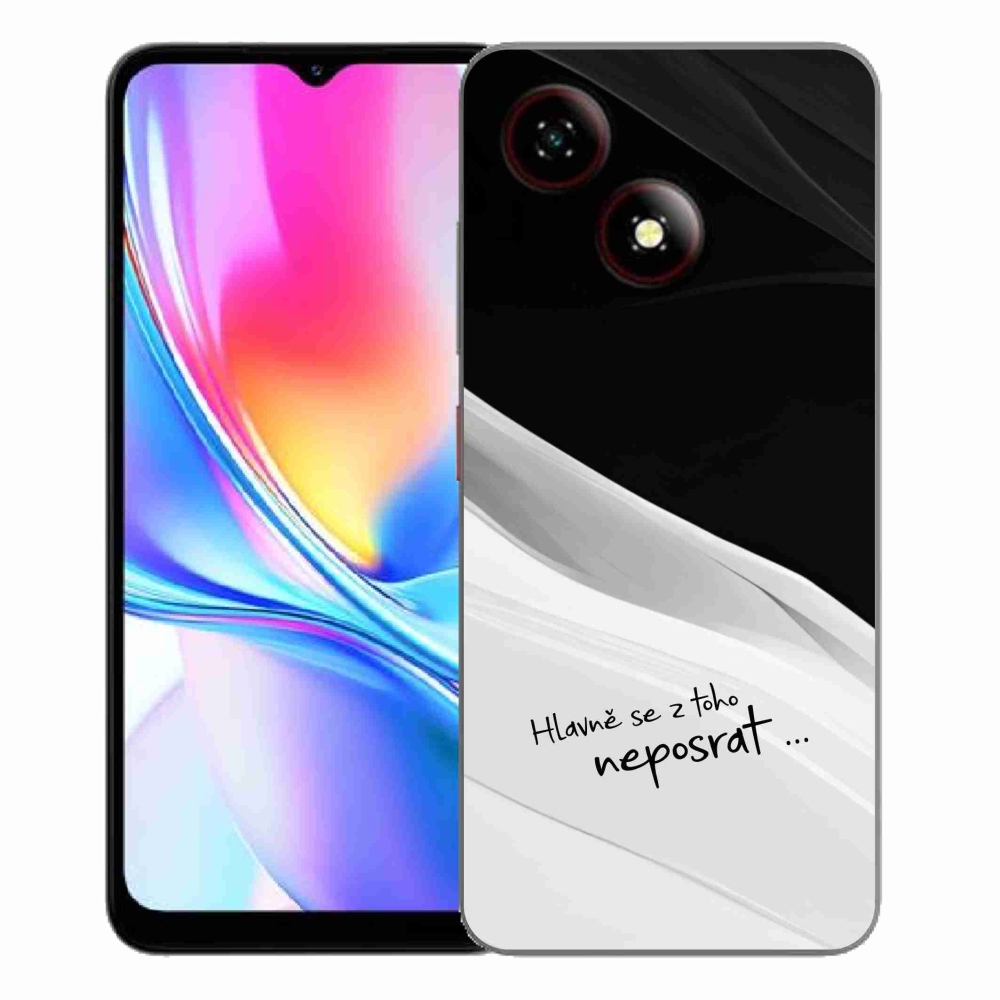 Gelový kryt mmCase na ZTE Blade A35E - vtipný text 13 bíločerné pozadí