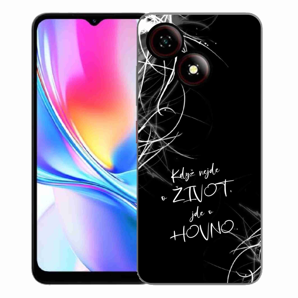 Gelový kryt mmCase na ZTE Blade A35E - vtipný text 16 černé pozadí