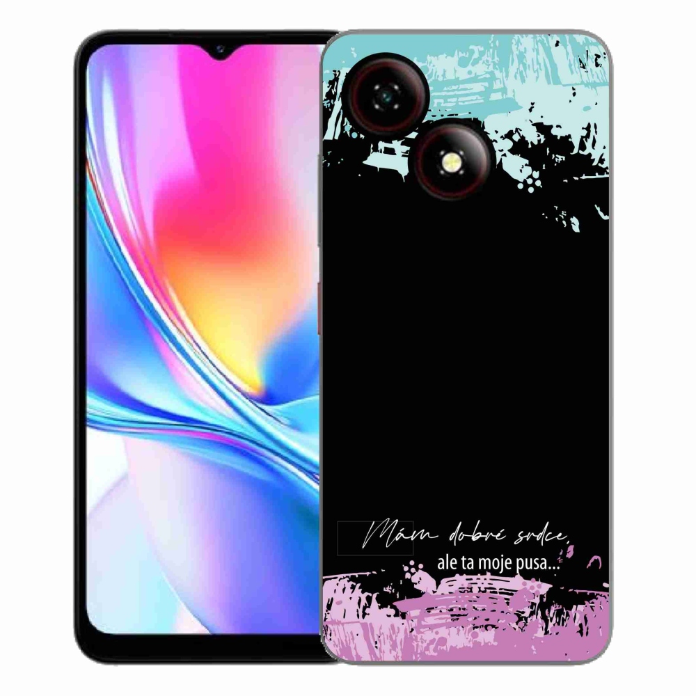 Gelový kryt mmCase na ZTE Blade A35E - vtipný text 3 černé pozadí