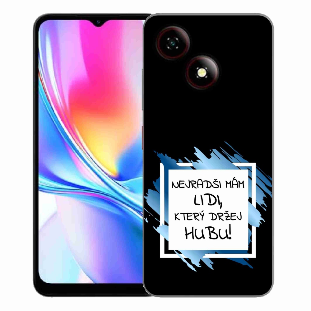 Gelový kryt mmCase na ZTE Blade A35E - vtipný text 7 bíločerné pozadí