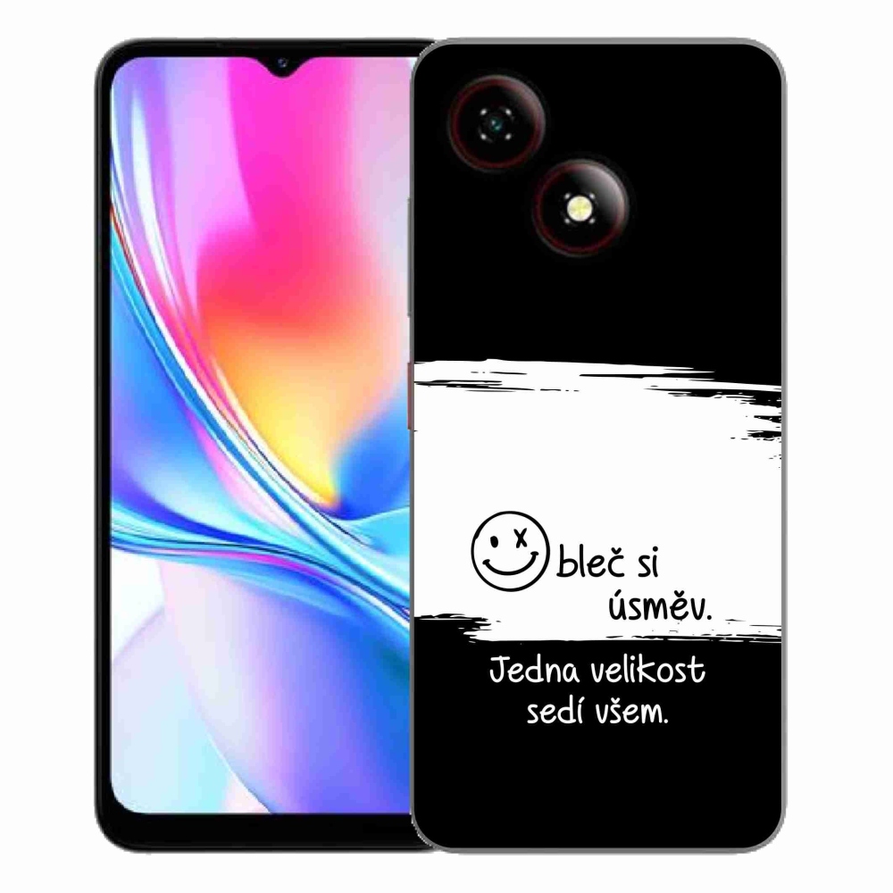 Gelový kryt mmCase na ZTE Blade A35E - vtipný text 8 bíločerné pozadí