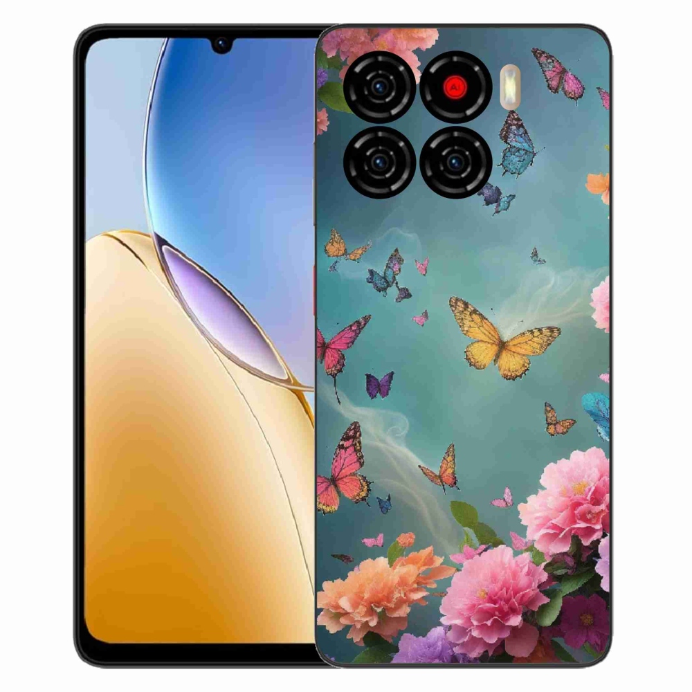 Gelový kryt mmCase na ZTE Blade A56 - barevné květy a motýli