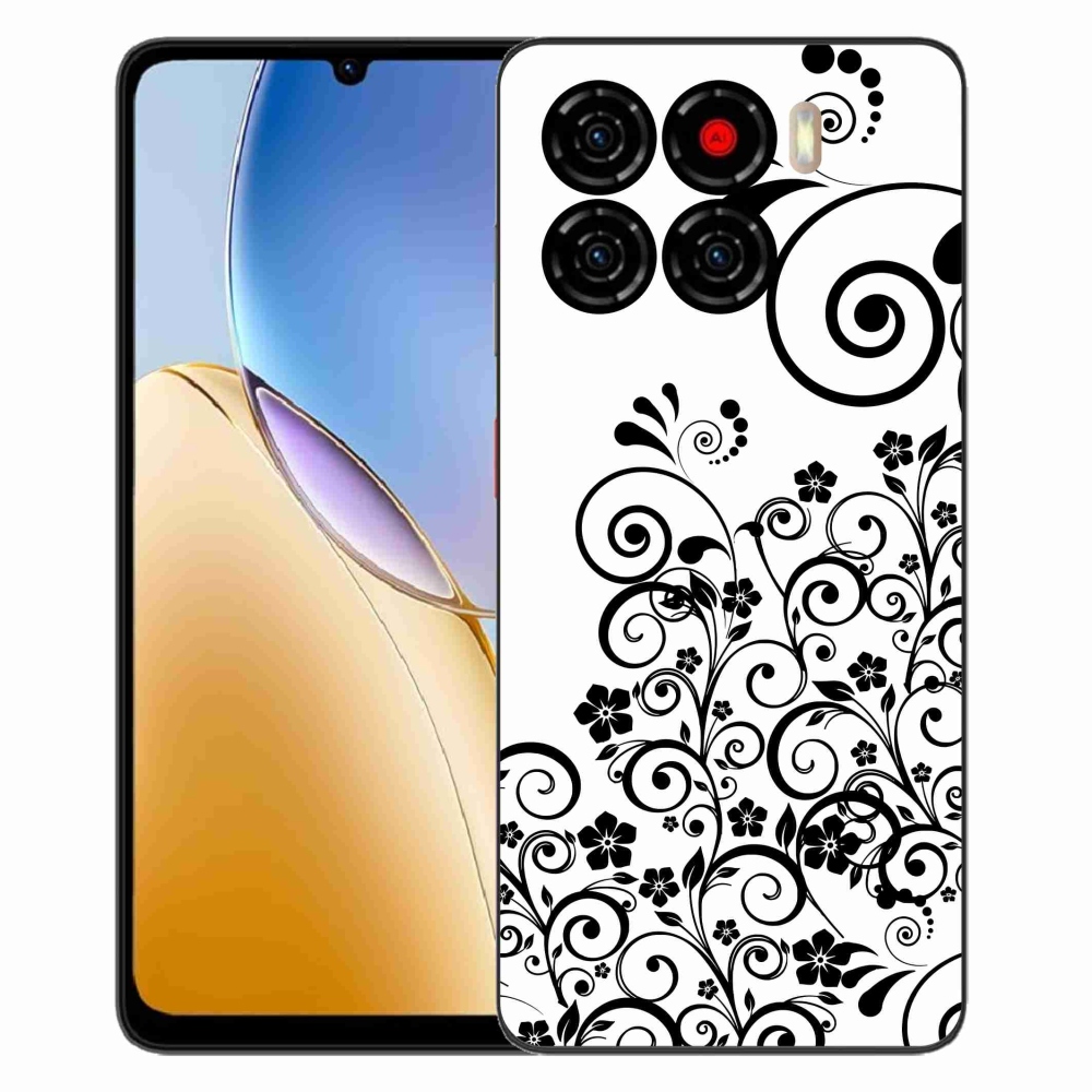 Gelový kryt mmCase na ZTE Blade A56 - černobílé květinové vzory