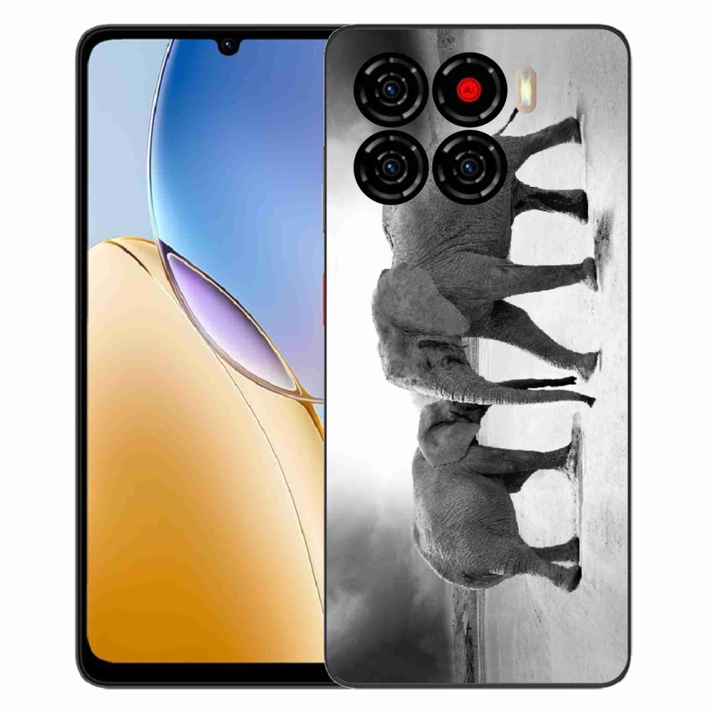 Gelový kryt mmCase na ZTE Blade A56 - černobílí sloni