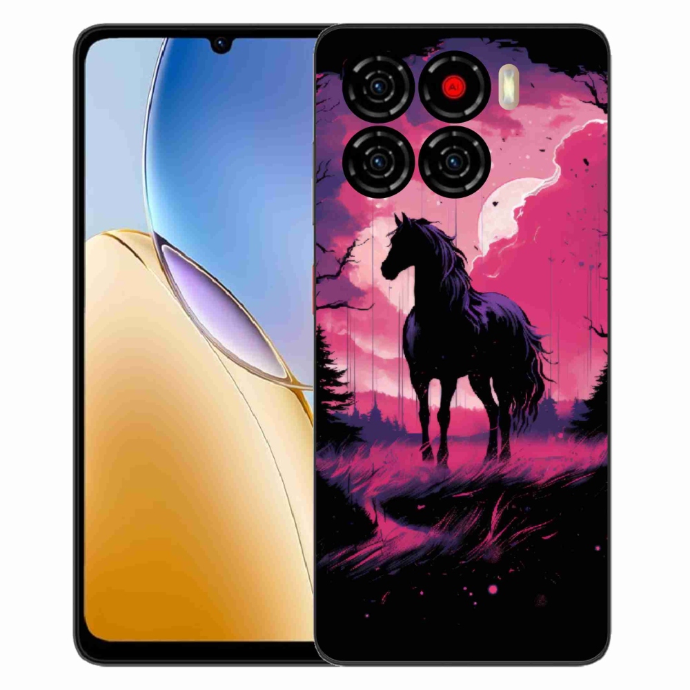Gelový kryt mmCase na ZTE Blade A56 - černý kreslený kůň 1